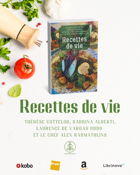 Couverture du livre Recettes de Vie, né de la cuisine de la Cure Régénérescence
